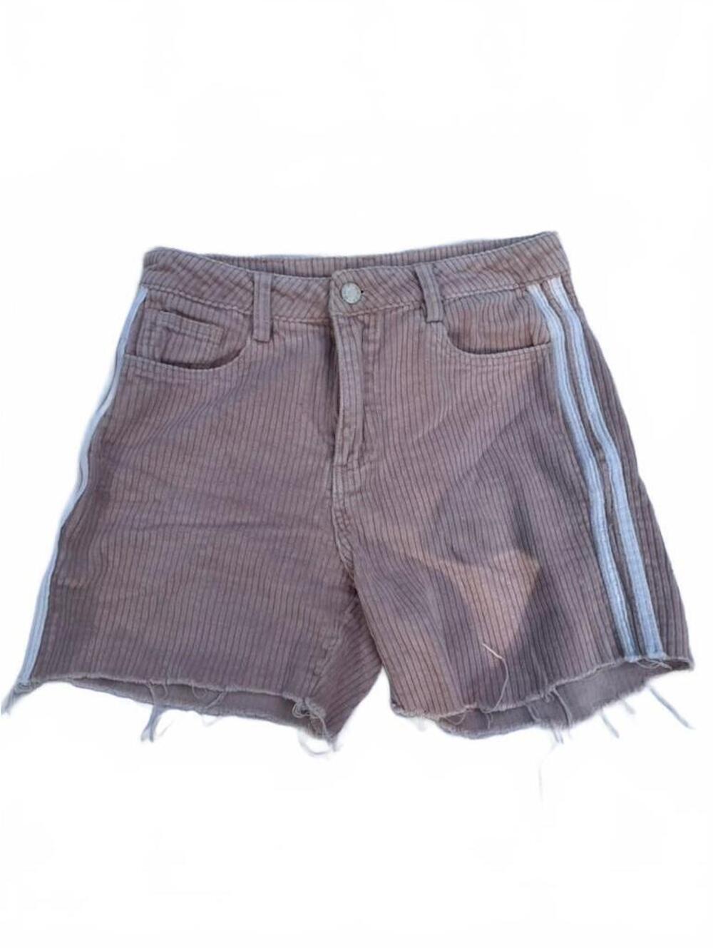 UNIF Pink Corduroy Shorts with White Side Stripes, Size 25